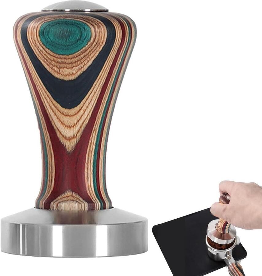 Espresso Stamper Koffie Tamper Perfect Koffie Massief Houten Handvat 58mm Houtkleur