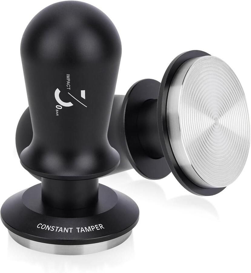Espresso Stamper Koffie Tamper Perfecte Espresso Veerbelast 13.6 kg 53 mm Zwart