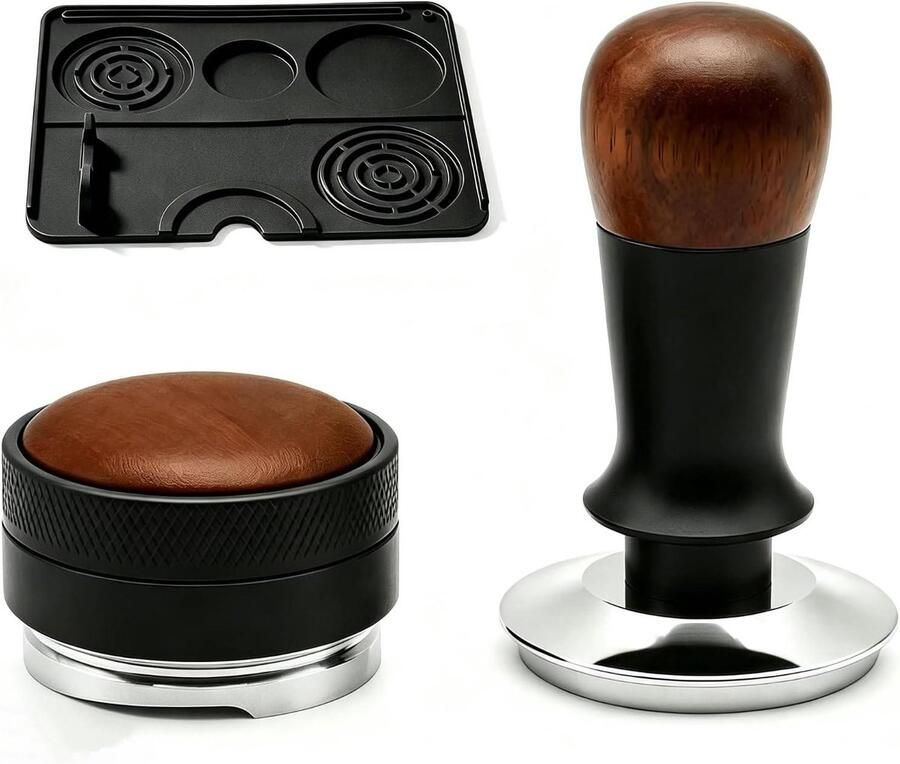 Espresso Stamper Set Koffie Accessoires Perfect Koffie Bed Verstelbare Diepte 58 mm Walnoot