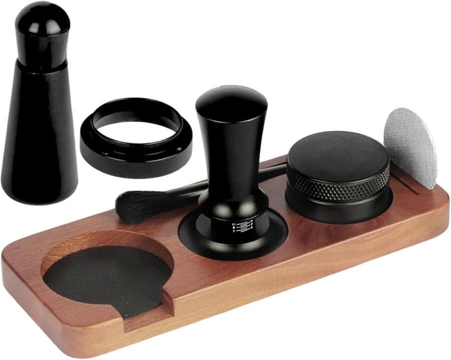 Espresso Stamper Set Koffie Hulpmiddelen Perfect Koffie Zetten Roestvrijstaal Ontwerp 7 Delig Zwart