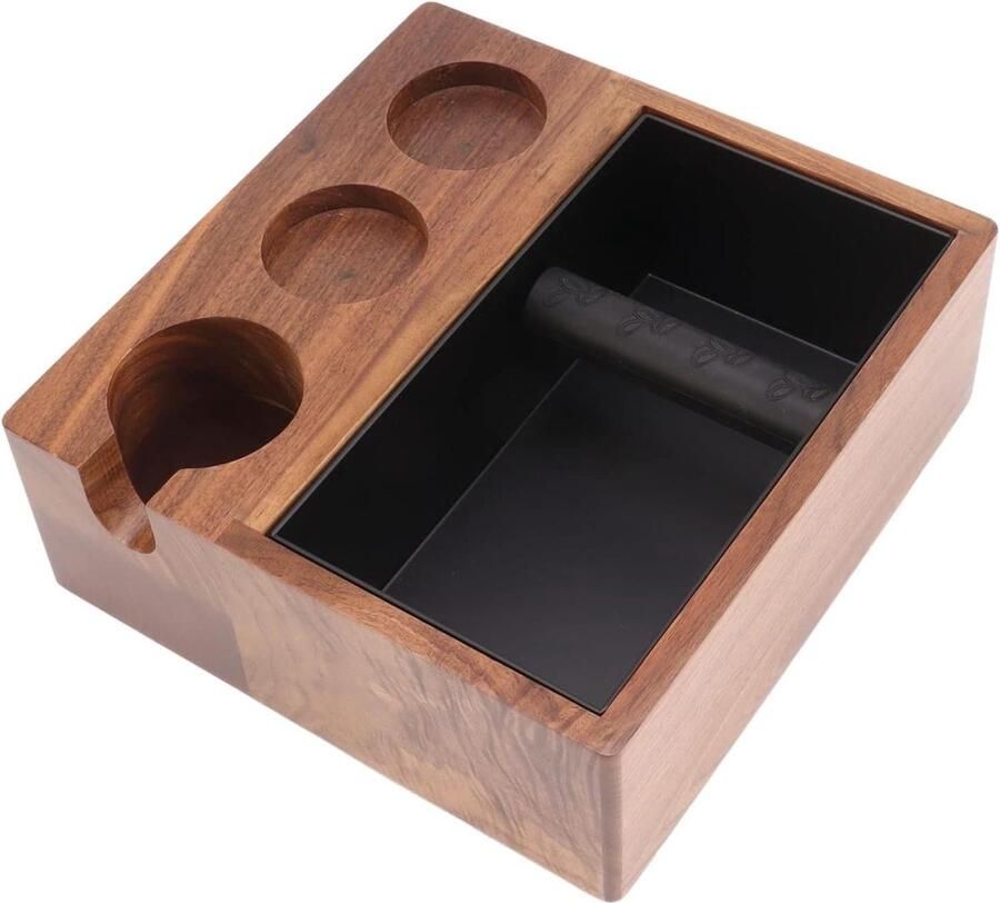 Espresso Station Koffie Accessoires Barista Thuis Walnoothout Ontwerp 28 cm Bruin