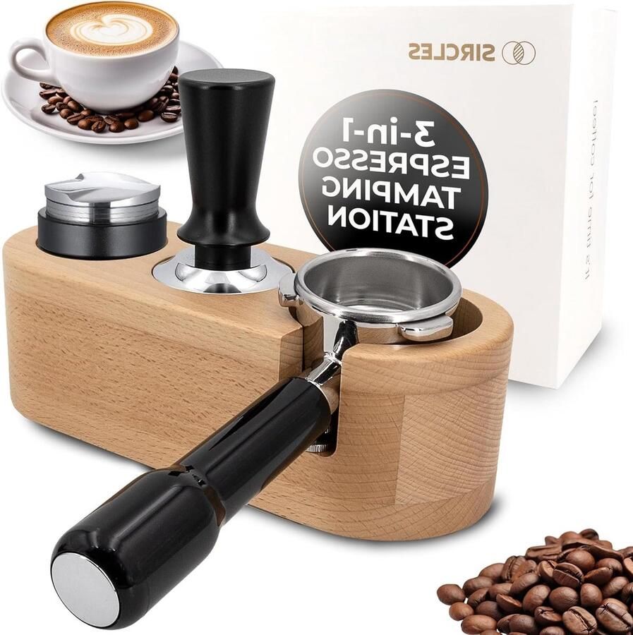 Espresso Station Koffie Organizer Barista Werk 3 Gaten Ontwerp 51-54 mm Beuken