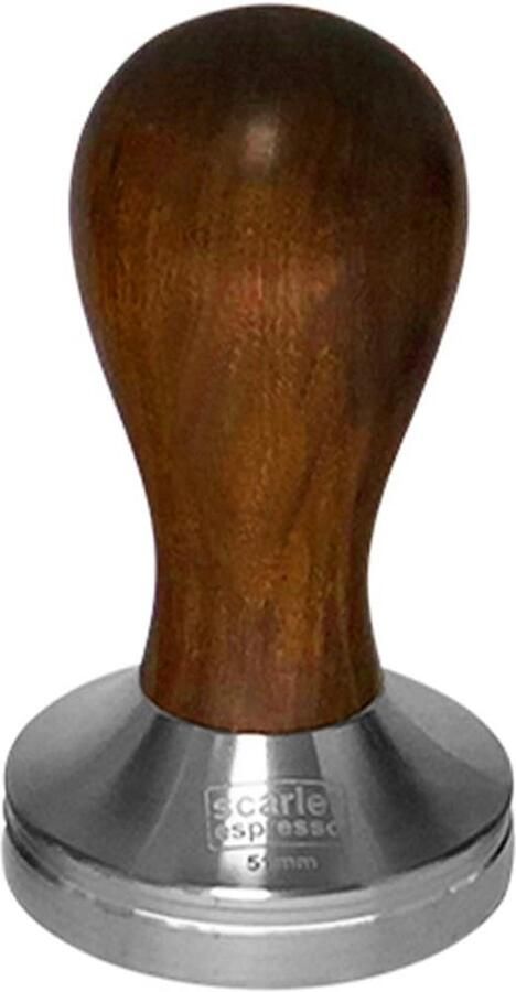 Espresso Tamper Classic Edelhout Handgreep Roestvrij Staal 41 mm Donkerbruin