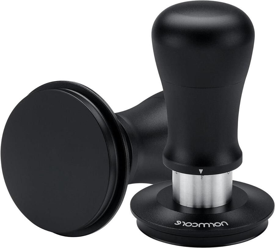 Espresso Tamper Koffie Aandrukker Perfect Espresso Maken Veerbelast Instelbaar 58.5 mm Zwart