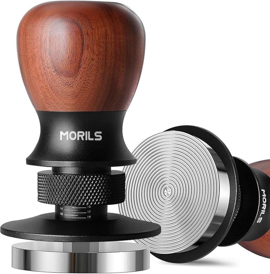 Espresso Tamper Koffie Aanstamper Perfecte Espresso Maken Verstelbare Diepte 53.3mm Walnoot Hout