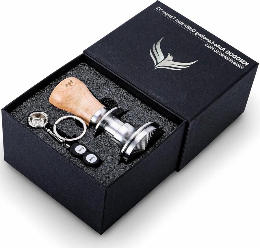 Espresso Tamper Koffie Stamper Espresso Bereiden Automatisch Nivellerend 54mm Houtkleur