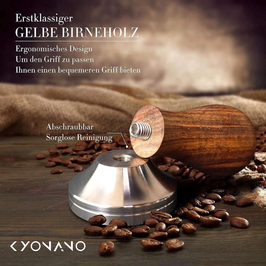 Espresso tamper Koffie tamper Barista thuis Houten handvat 51 mm Bruin