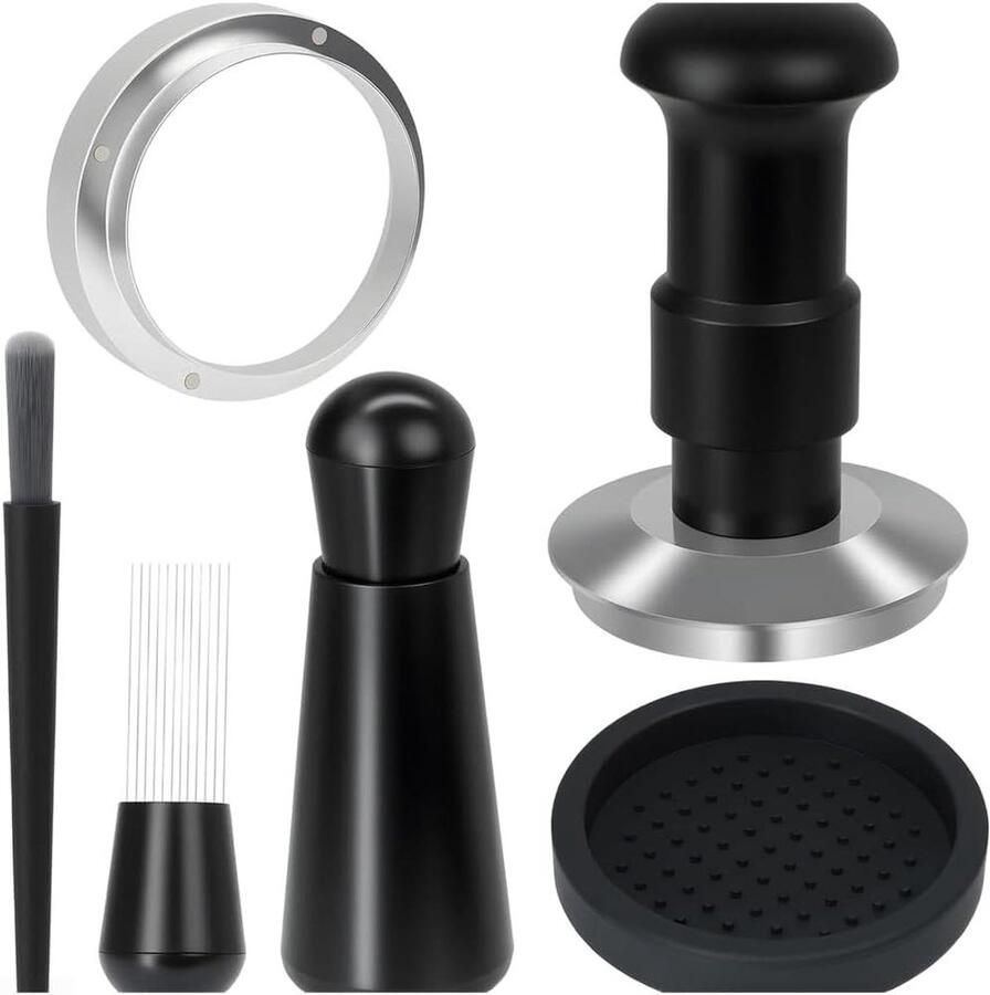 Espresso Tamper Koffie Verdeler Espresso Bereiden Automatische Zelfnivellering 51 mm Zwart