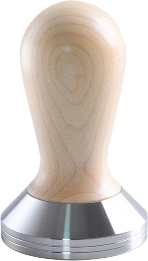 Espresso Tamper Koffiepers Gereedschap Barista Kwaliteit Houten Handvat 53 mm Geel