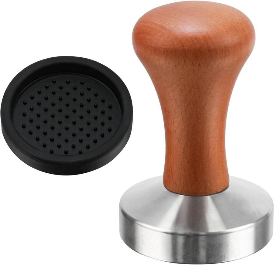 Espresso Tamper Koffiestamper Barista Espresso Bereiden Houten Handvat RVS 58 mm Niet gespecificeerd