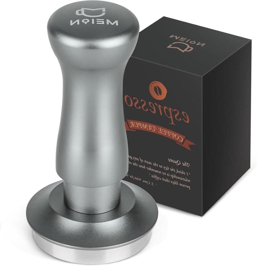 Espresso Tamper Koffiestamper Barista Perfect Espresso Gekalibreerde Dubbele Veer 49 mm Zilver