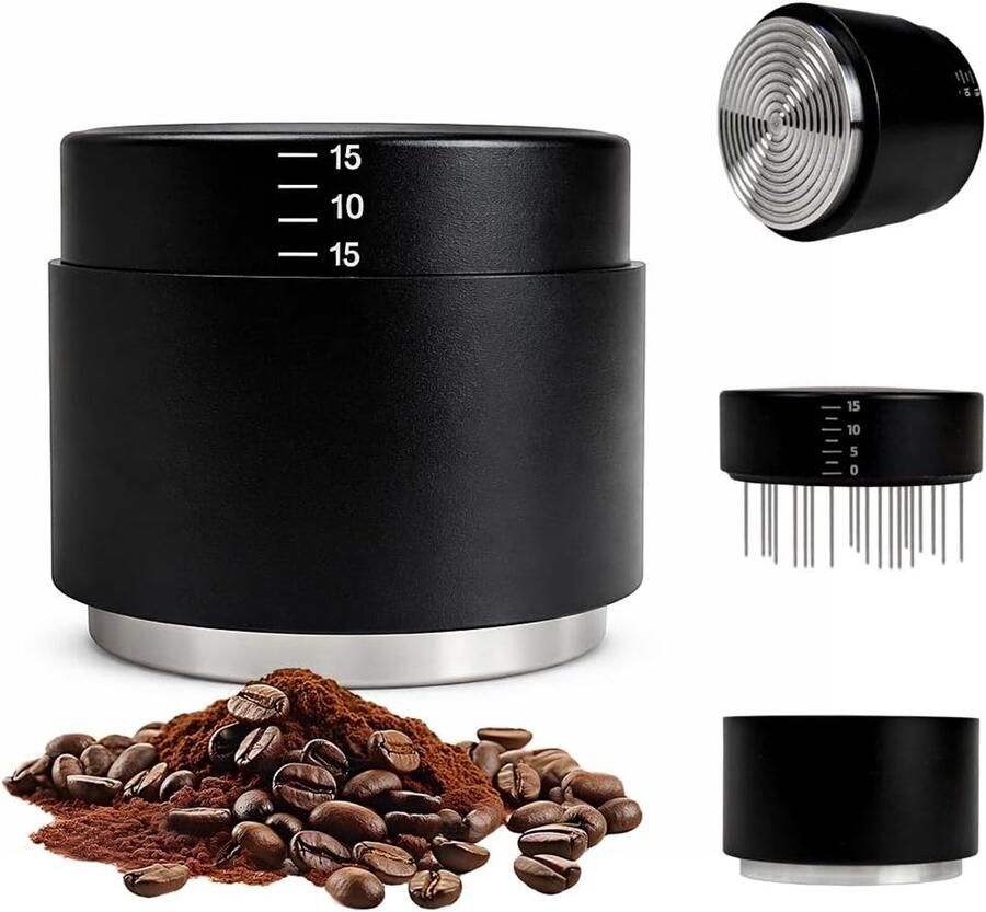 Espresso Tamper Koffieverdeler WDT Barista Espresso Maken Instelbare Diepte Veer 51 mm Zwart