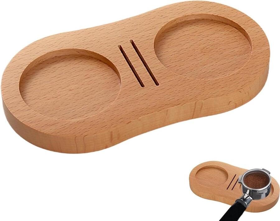 Espresso Tamper Mat Koffie Drukkussen Espresso Bereiden Antislip Houten Basis 17 cm Diameter Beuken