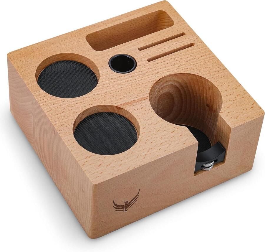 Espresso Tamper Station Portafilter Houder Koffie Bereiding 7 Accessoires Opslag 17.8 cm Beuken