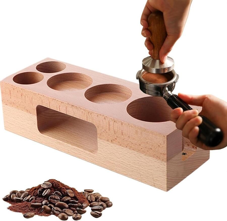 Espresso Tamper Station Tamping Station Organizer Koffie Bereiden Beschermt Aanrecht 58mm Houtkleur