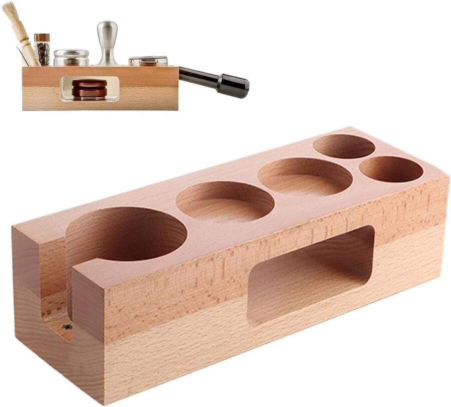 Espresso Tamping Station Barista Hout Station Koffie Bereiden Antislip Sabotage Basis 26.5 cm Houtkleur