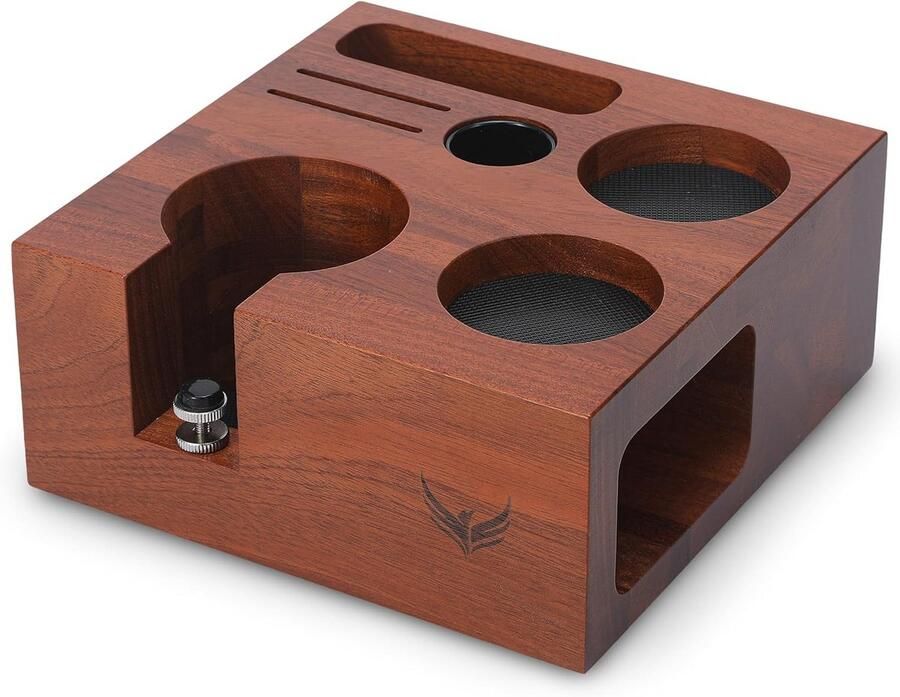 Espresso Tamping Station Barista Organizer Koffiebereiding Thuis Ruimte voor 8 Gereedschappen 54 mm Rozenhout