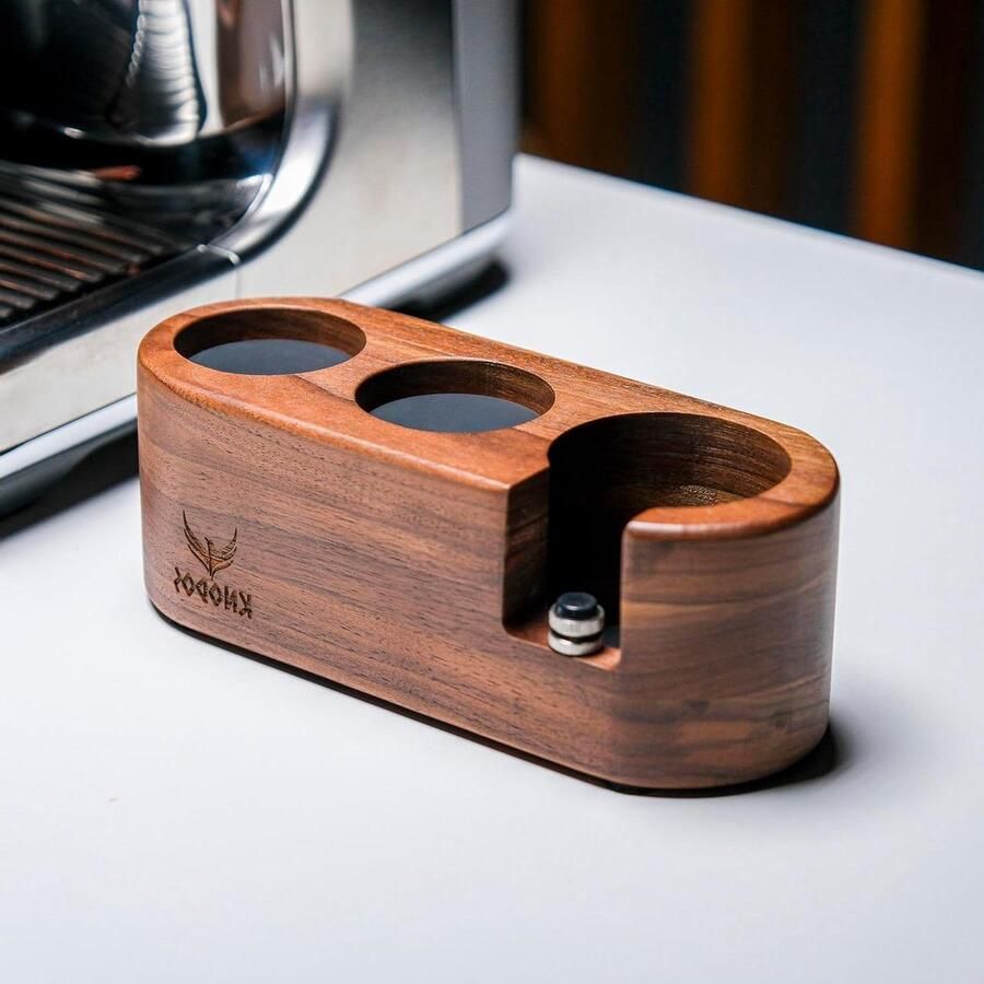 Espresso Tamping Station Koffie Accessoire Barista Setup Antislip Werkvlak 23 x 10 x 8 cm Houtkleur