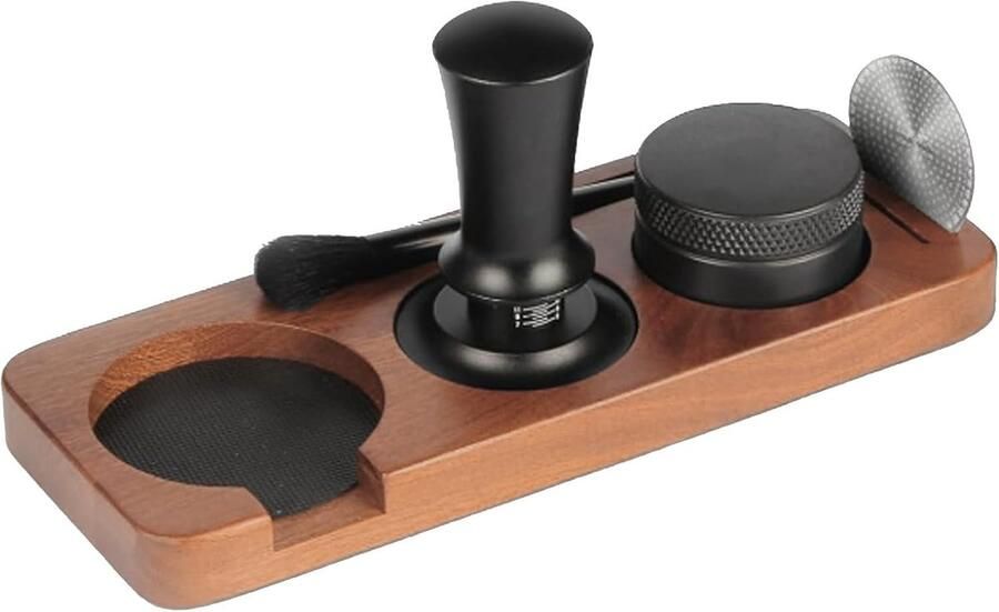 Espresso Tamping Station Koffie Accessoire Houder Barista Werkplek Massief Okkernoot Hout 51 Mm Portafilter Natuurlijk Hout