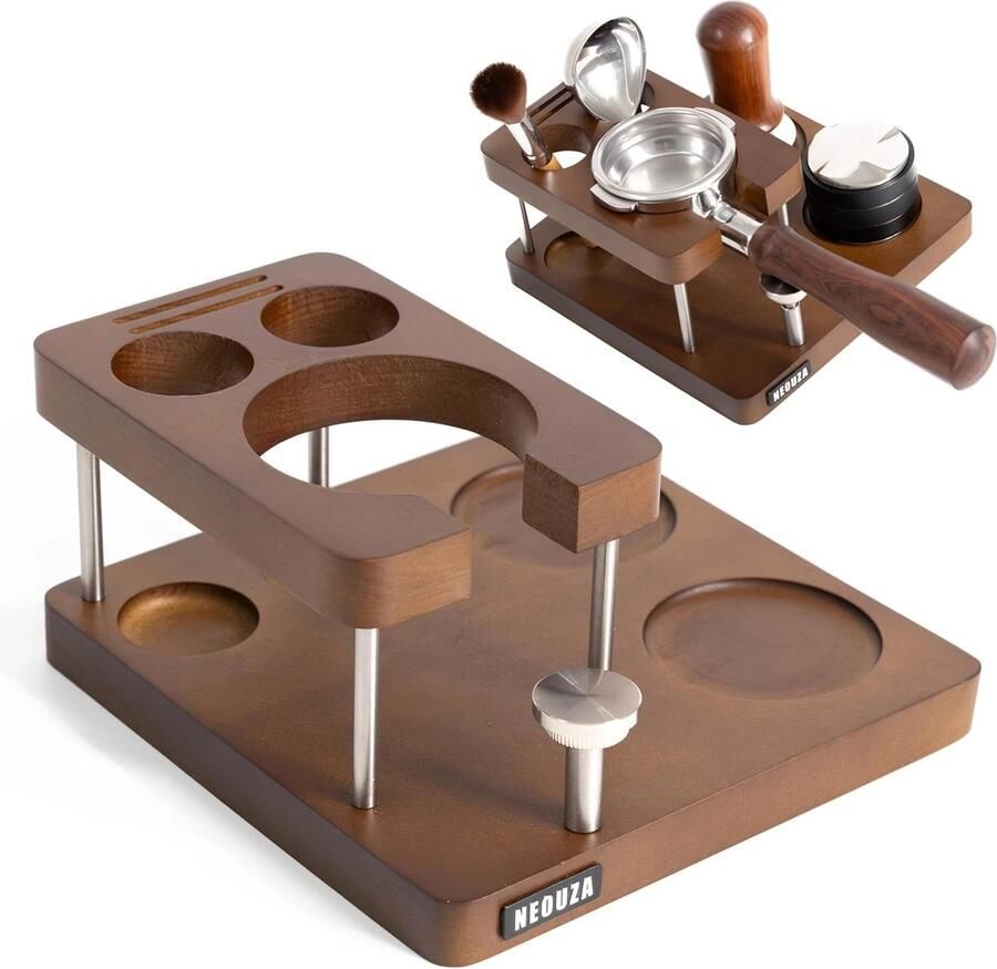 Espresso Tamping Station Koffie Accessoires Houder Barista Werkplek Organiseren Hout en Metaal Constructie 51 53 58mm Maten