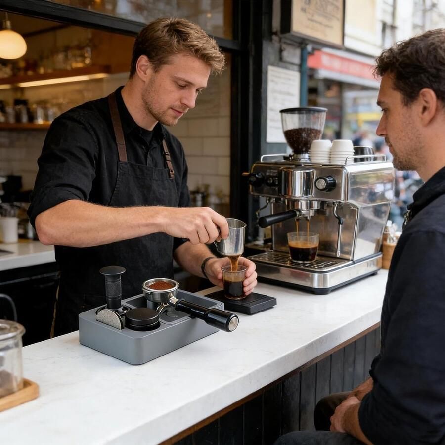 Espresso Tamping Station Koffie Organizer Koffie Bereiden Geïntegreerde Klopbox 245 cm Lengte Grijs