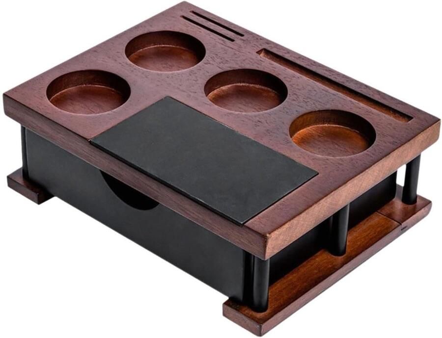 Espresso Tamping Station Koffie Station Organizer Koffie Bereiding Antislip Basis 25 cm Houtkleur