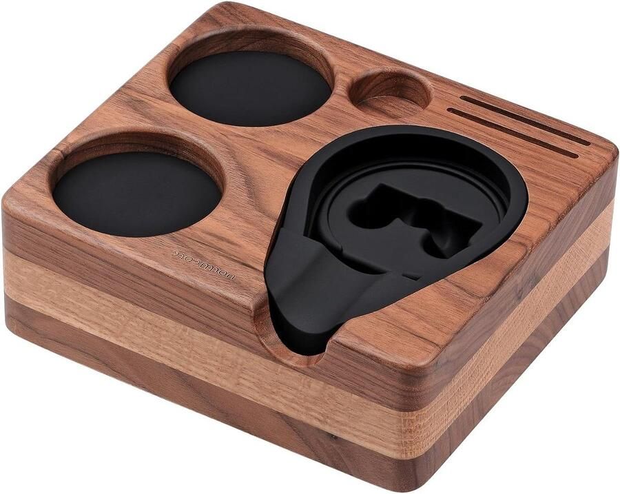 Espresso Tamping Station Koffie Tamper Houder Koffie Bereiden Ingebouwde Tamper Stand 24 x 19 cm Walnoot