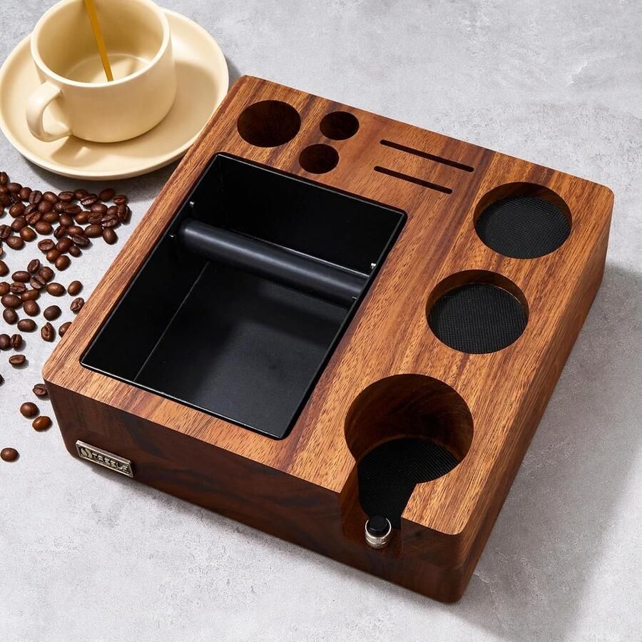 Espresso Tamping Station Koffie Tamping Pad Koffie Bereiden Drie-in-één Ontwerp 58mm Bruin
