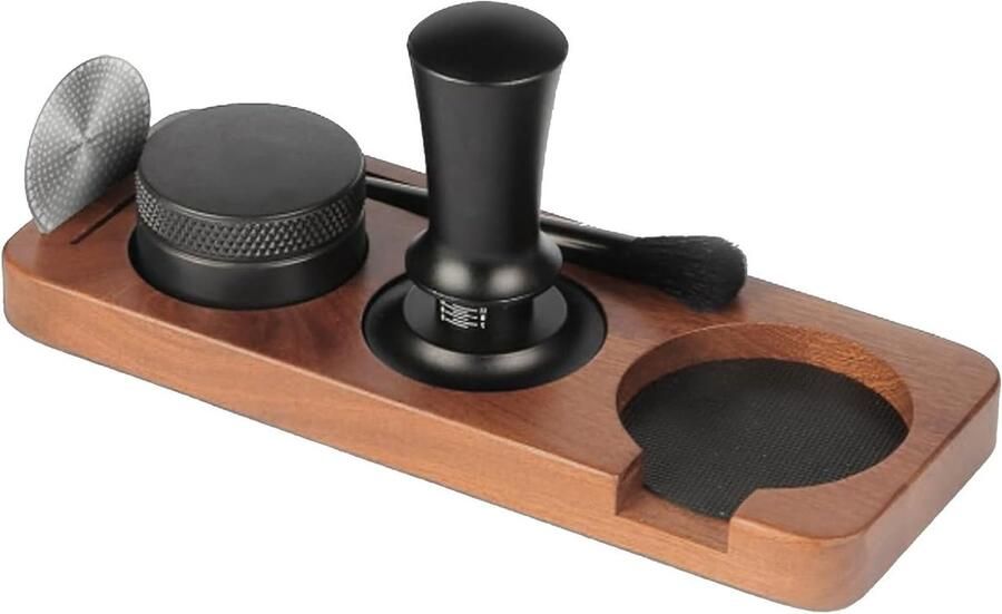 Espresso Tamping Station van Walnoot Hout met Antislip Basis voor 51 mm Portafilter en Koffie Gereedschap Ideaal voor Barista's en Koffieliefhebbers