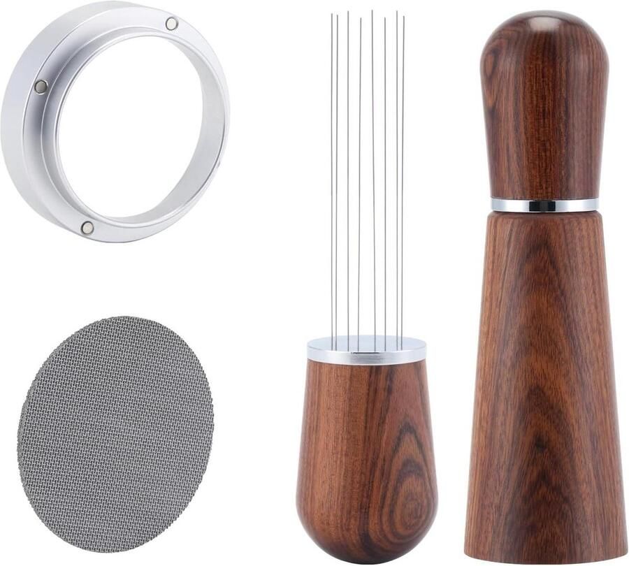 Espresso Tool Set Koffie Distributie Barista Kwaliteit Maken 3-in-1 Set 53.5 mm Robijnhout