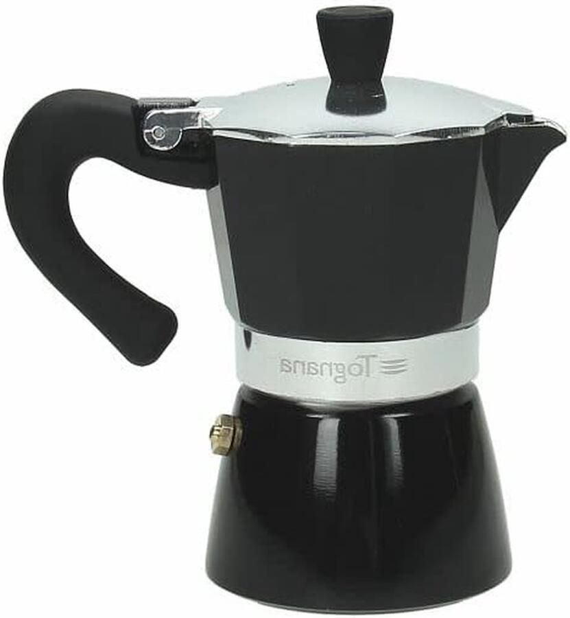 Espressoapparaat Koffiemaker Fornuis Koffie Zetten Aluminium Behuizing 2 Kopjes Zwart