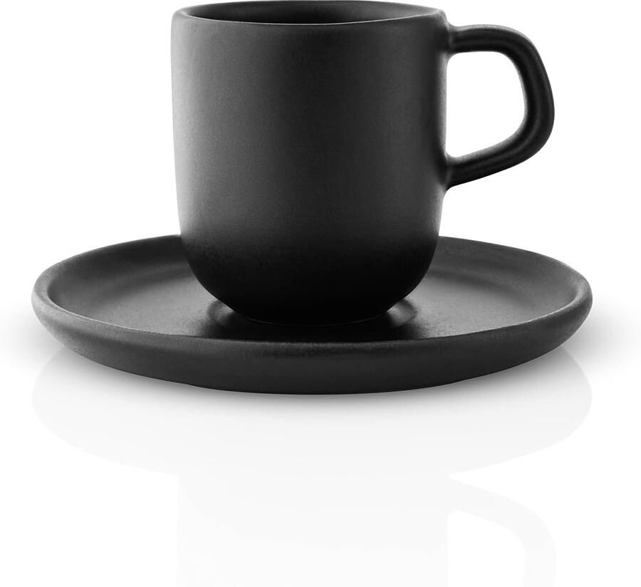 Espressobeker met schotel Koffiekopje Koffie moment Hittebestendig keramiek 65ml Zwart
