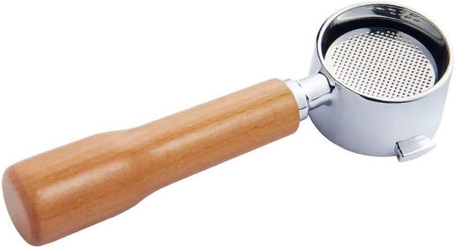Espressohouder zonder basis 51 mm met 2 oren voor DeLonghi koffiemachines RVS en beukenhout ideaal voor espresso en koffiezetten
