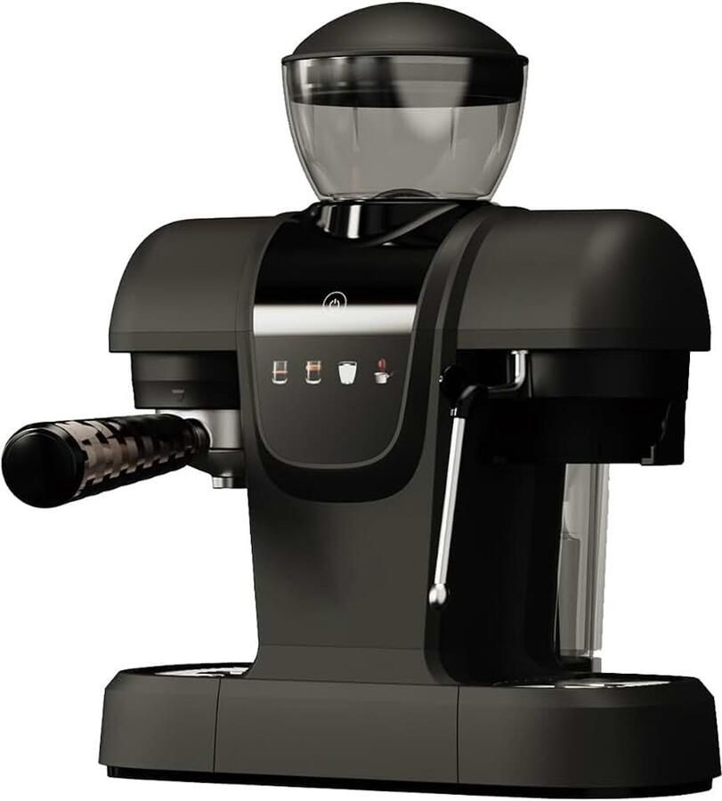 Espressokoffiezetapparaat met maalwerk 19 bar touchscreen melkopschuimer 220 g bonenreservoir 800 ml watertank filterkoffie en espresso combinatie zwart