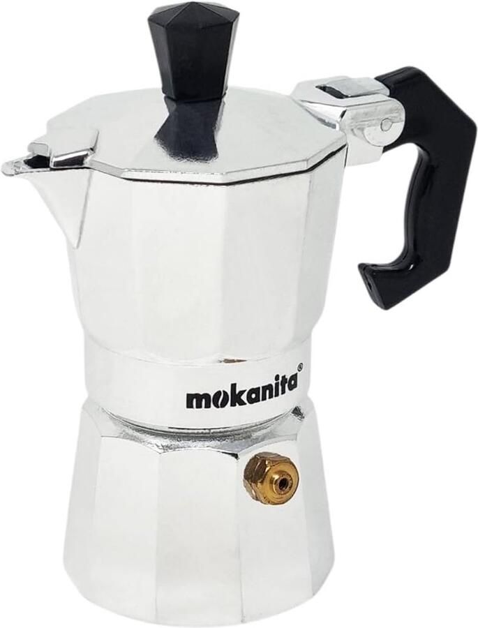 Espressokoker Moka Koffiezetter Fornuis Authentieke Espresso Handvat Bescherming 1 2 Kop Grijs