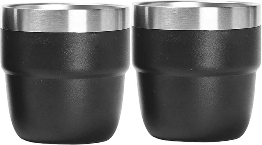 Espressokopjes Kopjes Mokken Koffie Drinken Vacuüm Geïsoleerd 4 oz Zwart - Foto 1