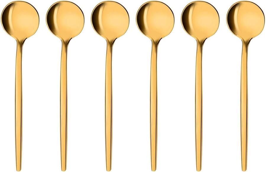 Espressollepels Set Koffielepeltjes Goud Koffie en Dessert Roestvrij Staal 6 Delig Goud