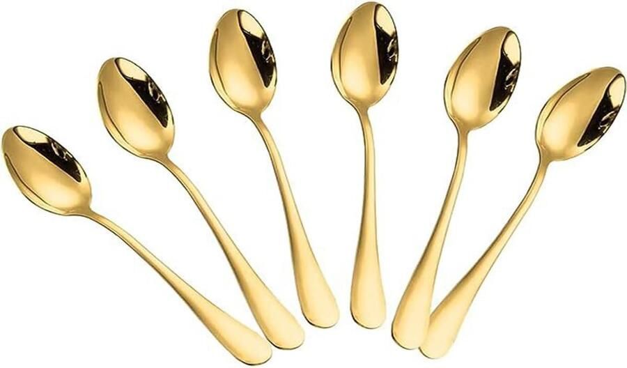 Espressollepels Set Mini Koffielepels Dessert Proeverij Zwaargewicht Roestvrij Staal 12.6 cm Lengte Goud