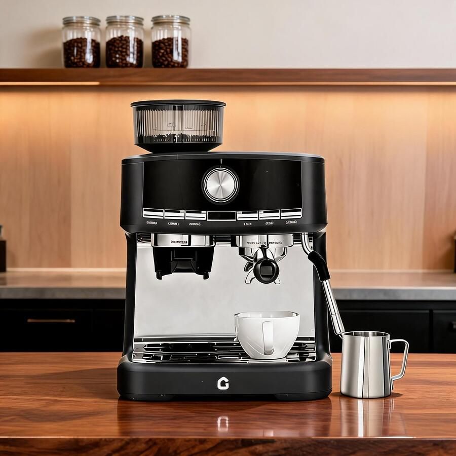 Espressomachine 15 bar met molen en melkopschuimer