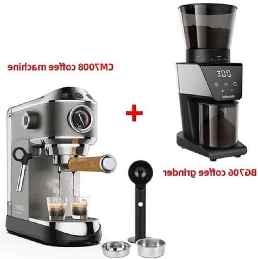 Espressomachine – 20 Bar – Compact Koffiezetapparaat Semi-Automatisch 1.1L Gemalen Koffie – RVS Heetwaterfunctie -Voor Espresso Cappuccino Latte en Mocha Koffiemolen