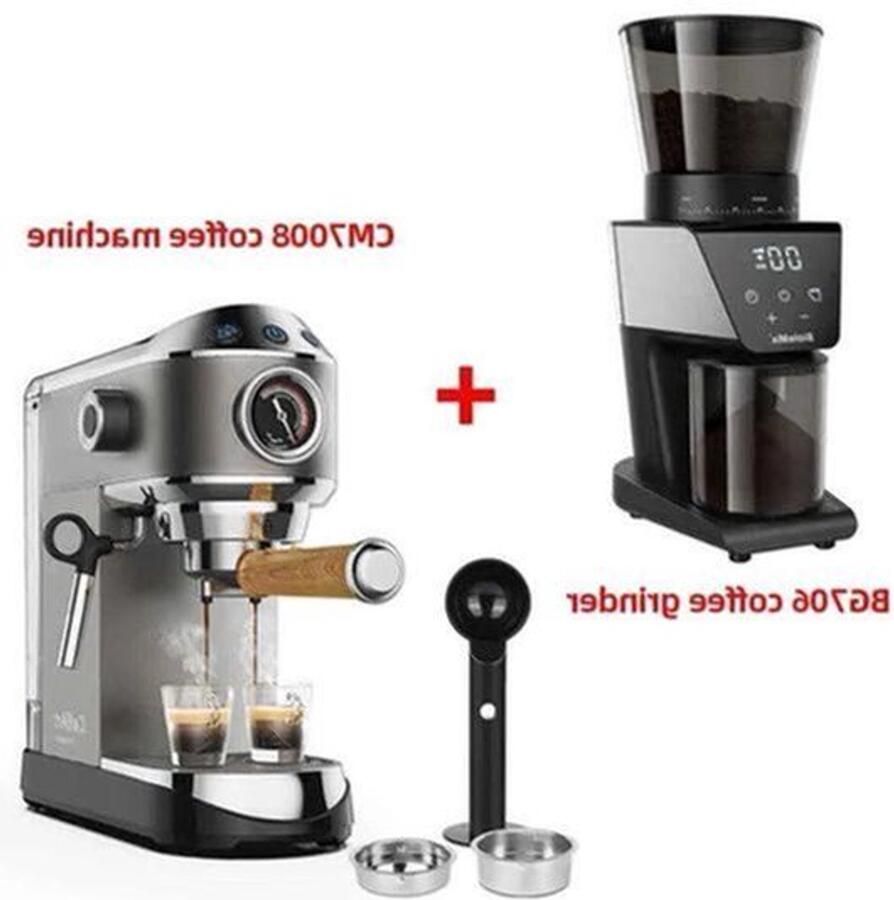 Espressomachine – 20 Bar – Compact Koffiezetapparaat Semi-Automatisch 1.1L Gemalen Koffie – RVS Heetwaterfunctie -Voor Espresso Cappuccino Latte en Mocha Koffiemolen