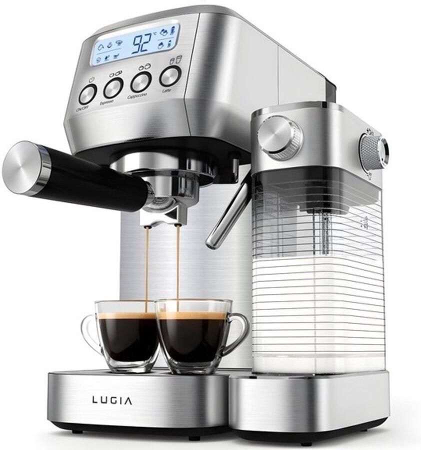 Espressomachine 20 Bar Koffiemachine met Automatische Melkopschuimer Cappuccino Latte Macchiato RVS Thuis Barista Eenvoudig schoon te maken Koffiezetapparaat