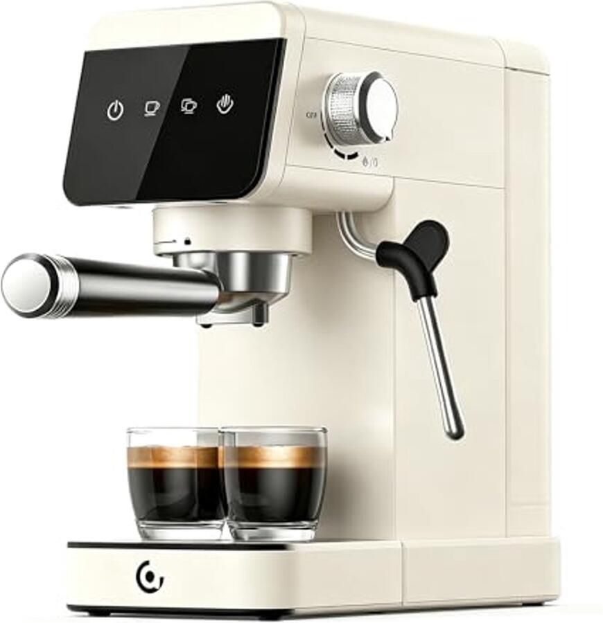 Espressomachine 20 Bar – Met Melkopschuimer & LED Touchscreen – 1 2L Waterreservoir – 1350W RVS