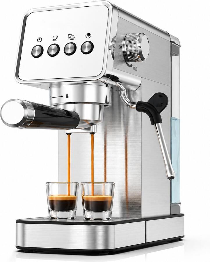 Espressomachine 20 Bar – Met Stoompijpje – Afneembaar Waterreservoir en Lekbak – Voor Thuisgebruik