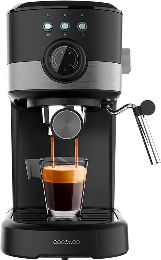 Espressomachine 20 Bar – Pistonmachine met Melkopschuimer – Drukmeter & Kopjeswarmer – 1 25L – 1100W