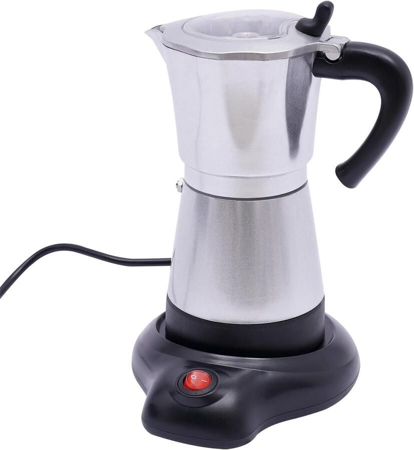 Espressomachine Elektrisch Mokkakan Aluminium Koffie Bereiden Hoge Druk Systeem 300 ml Zilver