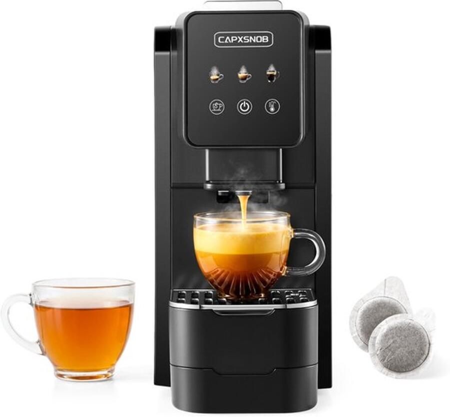 Espressomachine E.S.E. Pad 44 mm Touchscreen Bedieningspaneel 1650 Watt Vermogen Compact 13 cm Breedte Zwart Voor Huis Kantoor Vakantiewoning