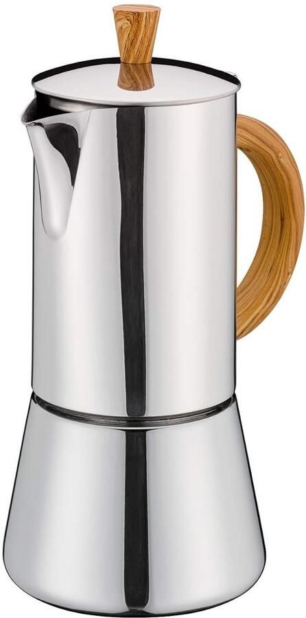 Espressomachine Espresso Koker Koffie Zetten Roestvrij Staal 6 Kopjes Zilver