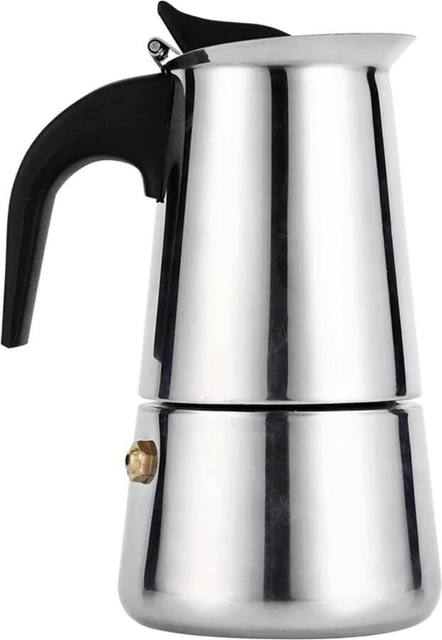 Espressomachine fornuis Mokkakan Koffiepot Koffie Zetten Roestvrij Staal 450 ml Zilver