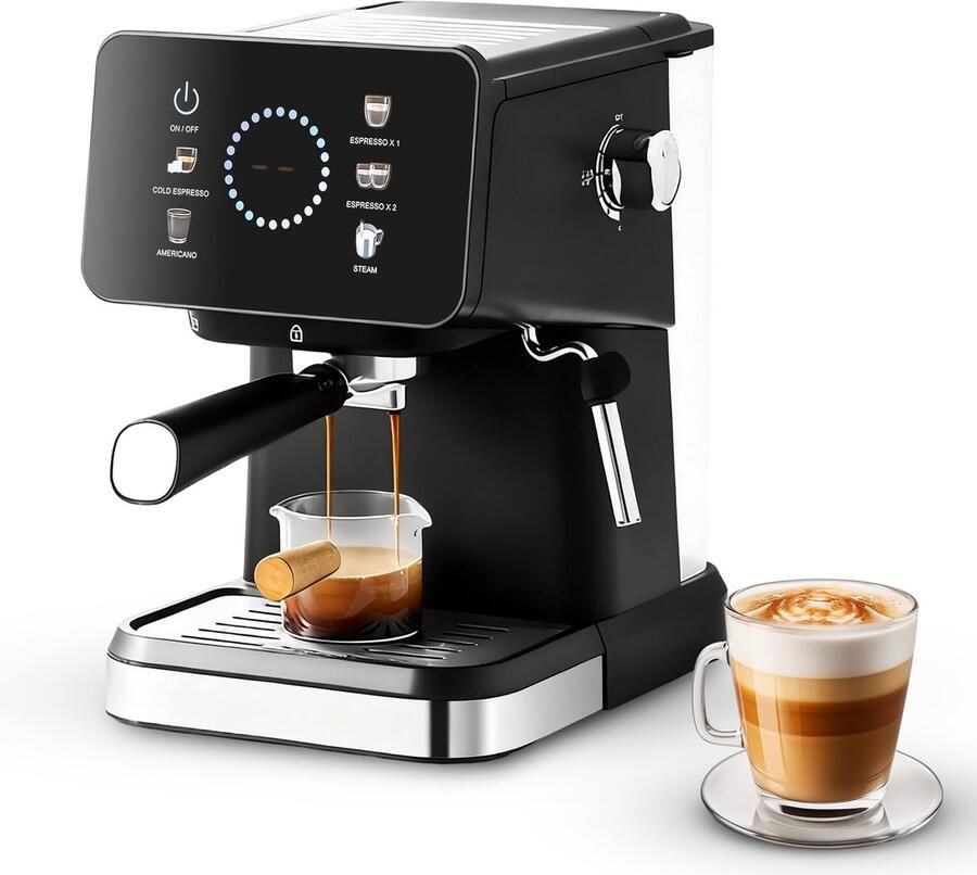 Espressomachine Halfautomatisch EU Stekkertype 1050 W Vermogen 1 5 Liter Watertank Zwart Voor Koffie En Cappuccino